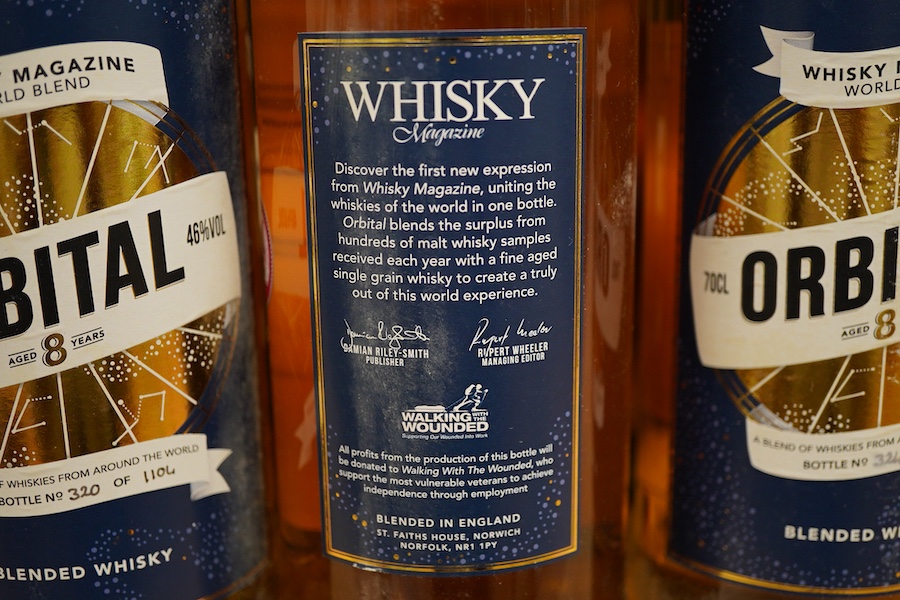 Orbital blended whisky 8 years, eight numbered bottles in a limited edition of 1104